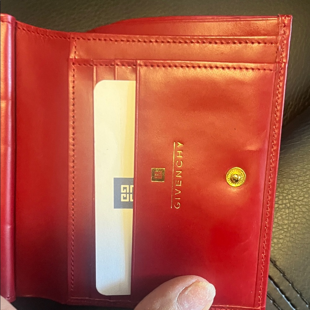 Givenchy Red Leather Envelope Clutch with Gold Emblem - Picture 9 of 12